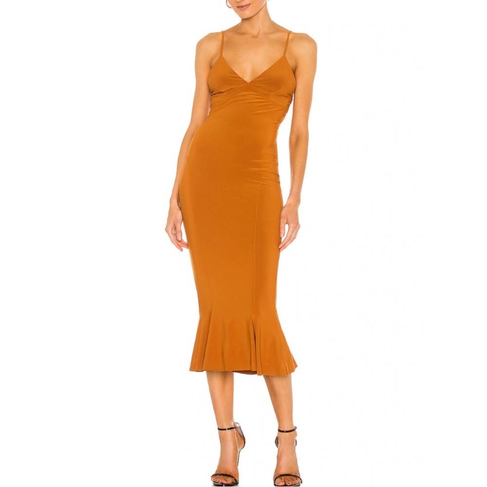 Norma Kamali Slip Fishtail Dress in Bronze